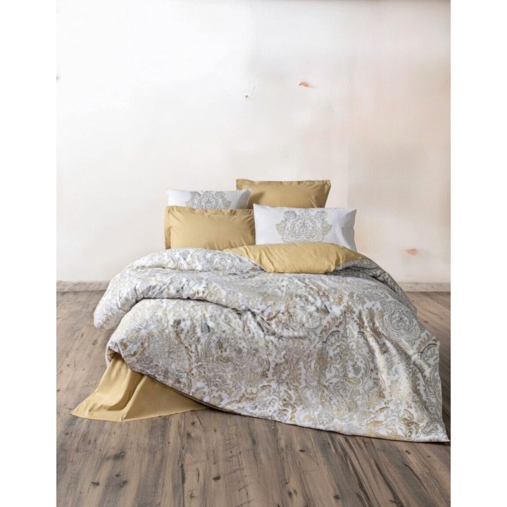 Pościel 100% bawełna 22 Owce - BOHEM szary + musztarda