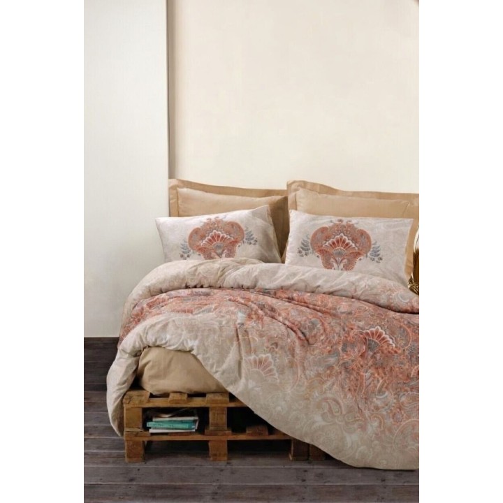 Pościel 100% bawełna 22 Owce - BOHEM beżowy + pomarańczowy