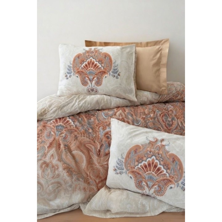 Pościel 100% bawełna 22 Owce - BOHEM beżowy + pomarańczowy