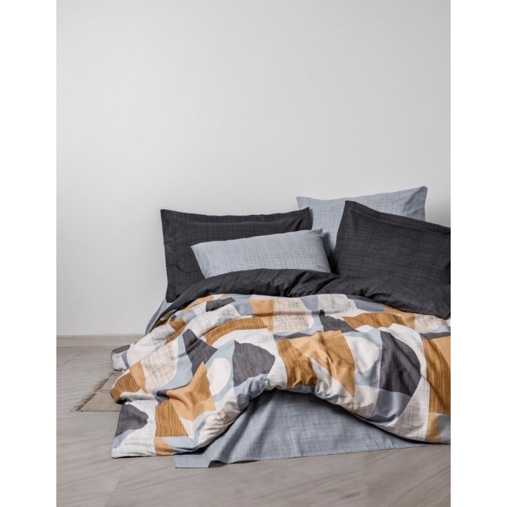 Pościel 100% bawełna 22 Owce - MODERN wzór szary + pomarańczowy