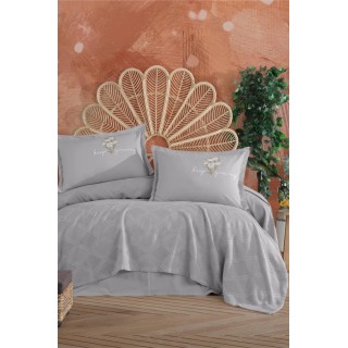 KOC 100% bawełna 22 Owce - CLASSY SZARY -KOC 220x240cm, 2x poszewka 50x70cm, prześcieradło 240x260 cm