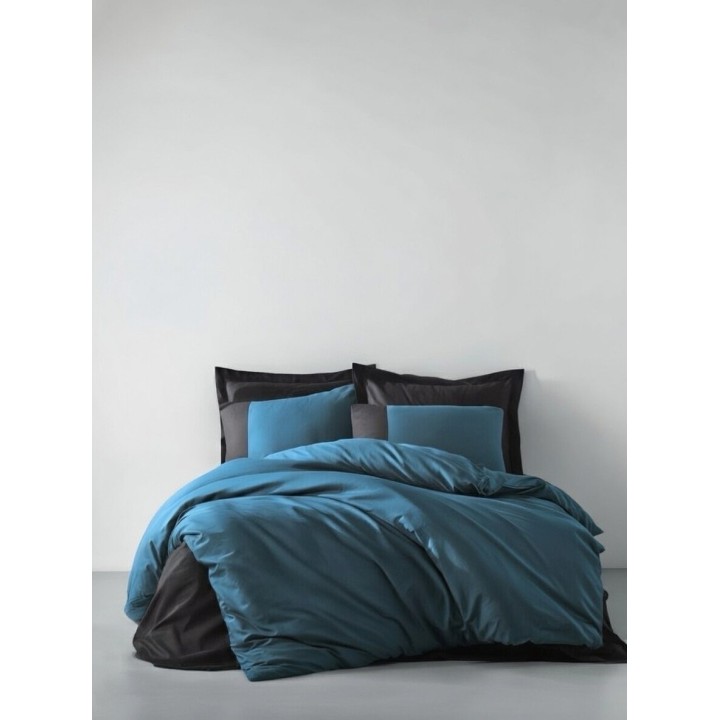 Pościel 100% bawełna 22 Owce - PLAIN czarny + niebieski