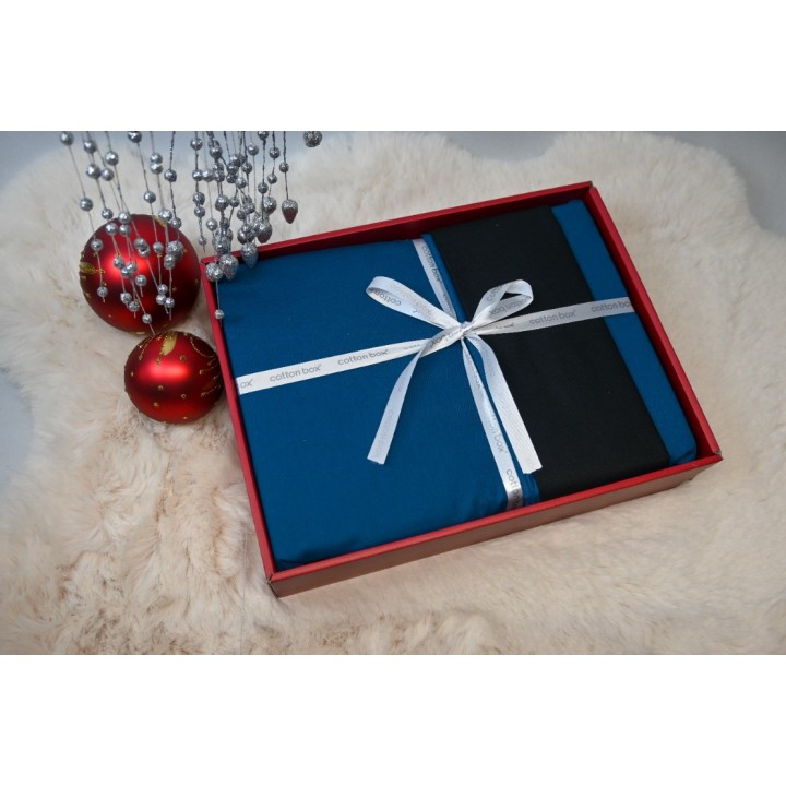 Pościel 100% bawełna 22 Owce - PLAIN czarny + niebieski